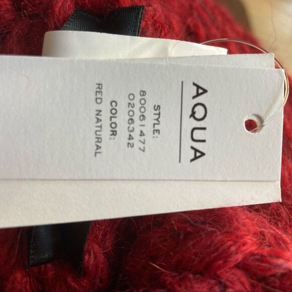 Aqua brand Red Knit Pom Pom Woman’s Hat - Picture 5 of 5